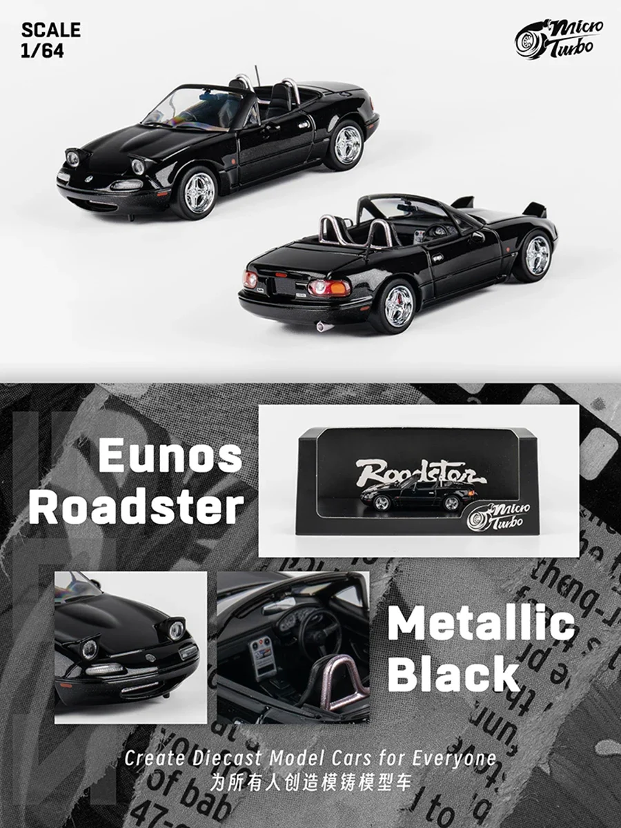 MicroTurbo Model Car MX-5 Eunos Roadster Alloy Die-Cast Vehicle Metallic Black Collection 1/64
MicroTurbo Model Car MX-5 Eunos Roadster Alloy Die-Cast Vehicle Metallic Black Collection 1/64