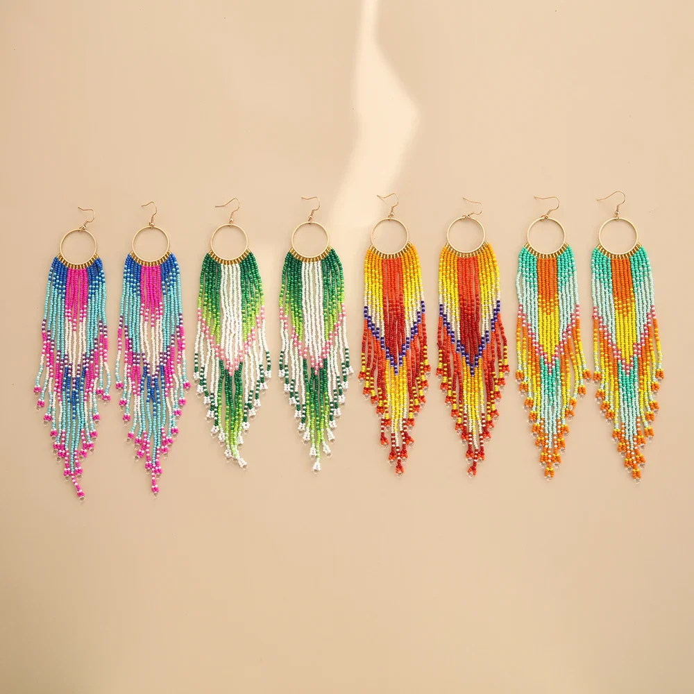 2025 Handmade Bead Earring Tassel Circle Gradient Originality Hand Knitting Bohemia Beaded Earrings for Women
2025 Handmade Bead Earring Tassel Circle Gradient Originality Hand Knitting Bohemia Beaded Earrings for Women