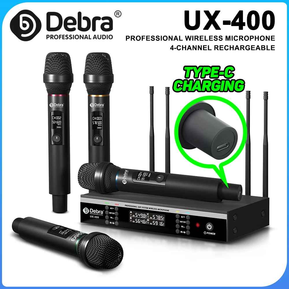 UX-400 UHF 4-channel wireless conference microphone, rechargeable microphone, infrared frequency pairing, for stage, church
UX-400 UHF 4-channel wireless conference microphone, rechargeable microphone, infrared frequency pairing, for stage, church