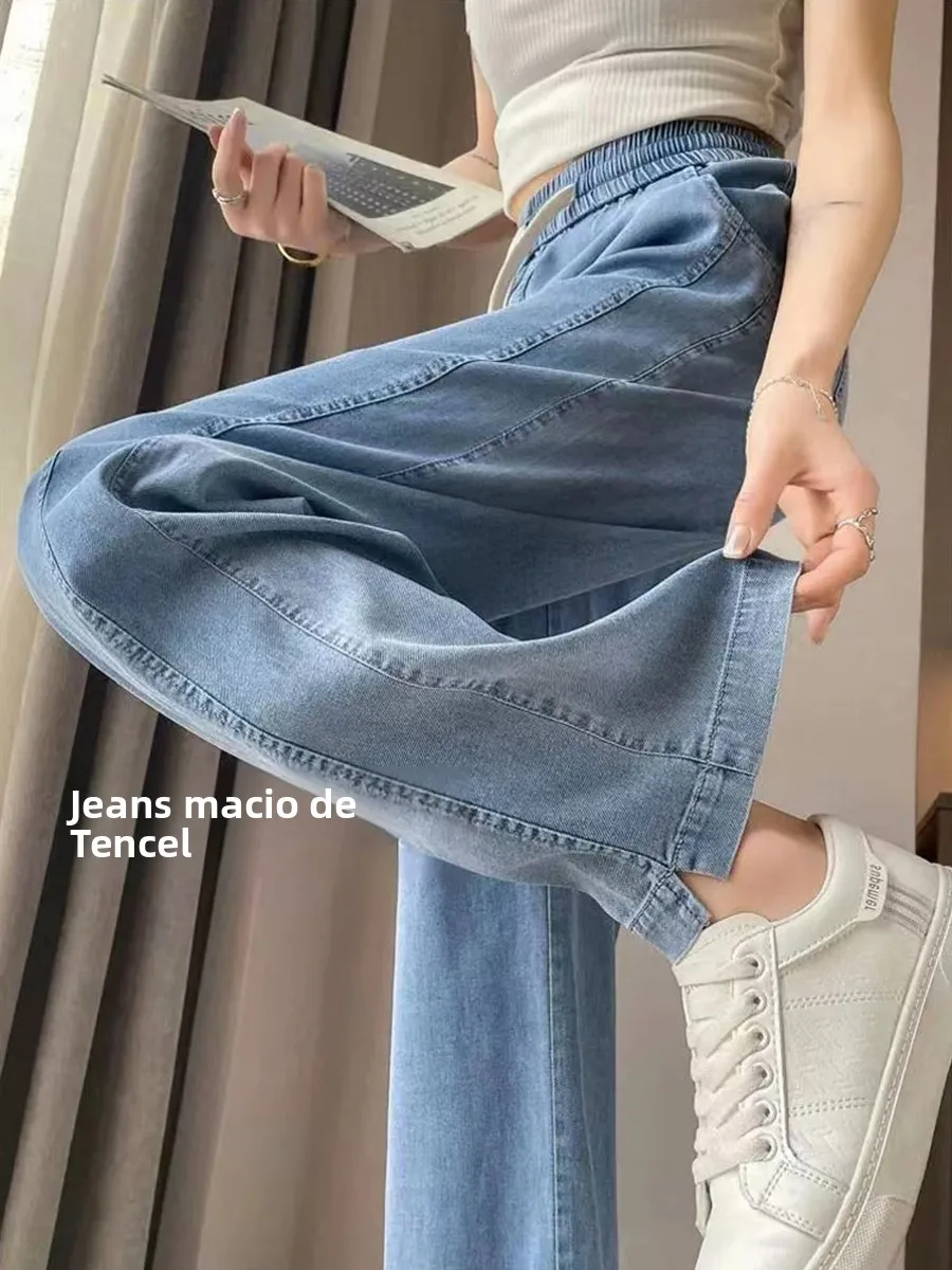 High Waist Wide Leg Jeans Women's Summer Thin Loose Elastic Waist Draping Straight Cut Loose Fit Denim Pants
High Waist Wide Leg Jeans Women's Summer Thin Loose Elastic Waist Draping Straight Cut Loose Fit Denim Pants