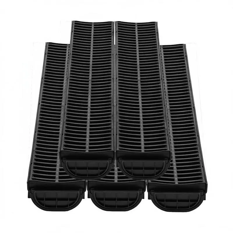 Drainage channel set, 5-pack, HDPE plastic grating trench drainage system 14.5 x 8 x 100 cm, with 5 end caps, plug-in connection, for garden drainage, driveway, pool, walkway
Drainage channel set, 5-pack, HDPE plastic grating trench drainage system 14.5 x 8 x 100 cm, with 5 end caps, plug-in connection, for garden drainage, driveway, pool, walkway