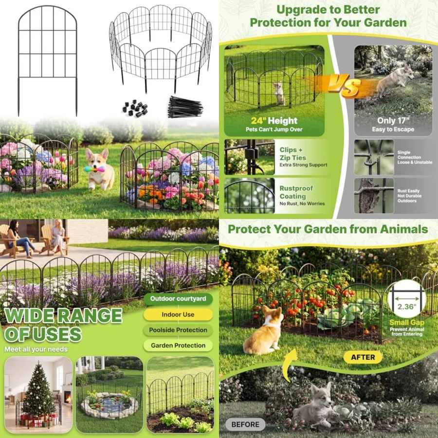 19 Pack Decorative Garden Fence Panels - 24in H x 20.58ft (L) Animal Barrier Fence No Dig Fencing Rustproof Metal Wire Edging P
19 Pack Decorative Garden Fence Panels - 24in H x 20.58ft (L) Animal Barrier Fence No Dig Fencing Rustproof Metal Wire Edging P