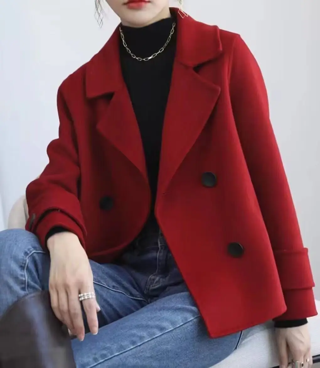 Double-sided Wool Coat Women's Short Autumn and Winter Suit Collar Woolen Coat Loose with Cashmere Wool Coat Women Coats
Double-sided Wool Coat Women's Short Autumn and Winter Suit Collar Woolen Coat Loose with Cashmere Wool Coat Women Coats