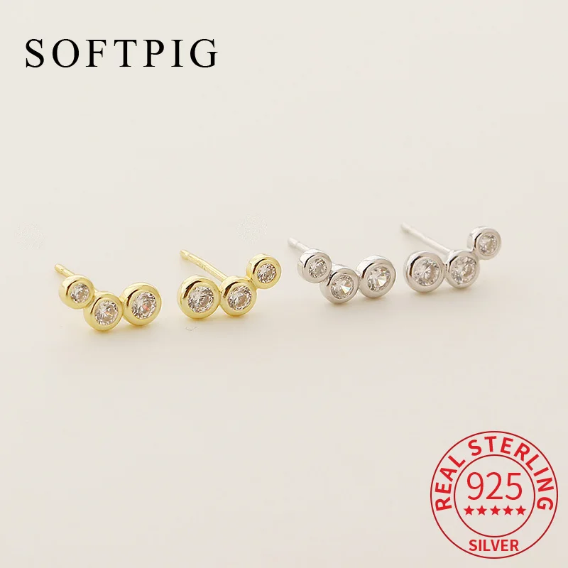SOFTPIG Real 925 Sterling Silver Zircon Round 18K Gold Stud Earrings for Women Classic Fine Jewelry Geometry Accessories
SOFTPIG Real 925 Sterling Silver Zircon Round 18K Gold Stud Earrings for Women Classic Fine Jewelry Geometry Accessories