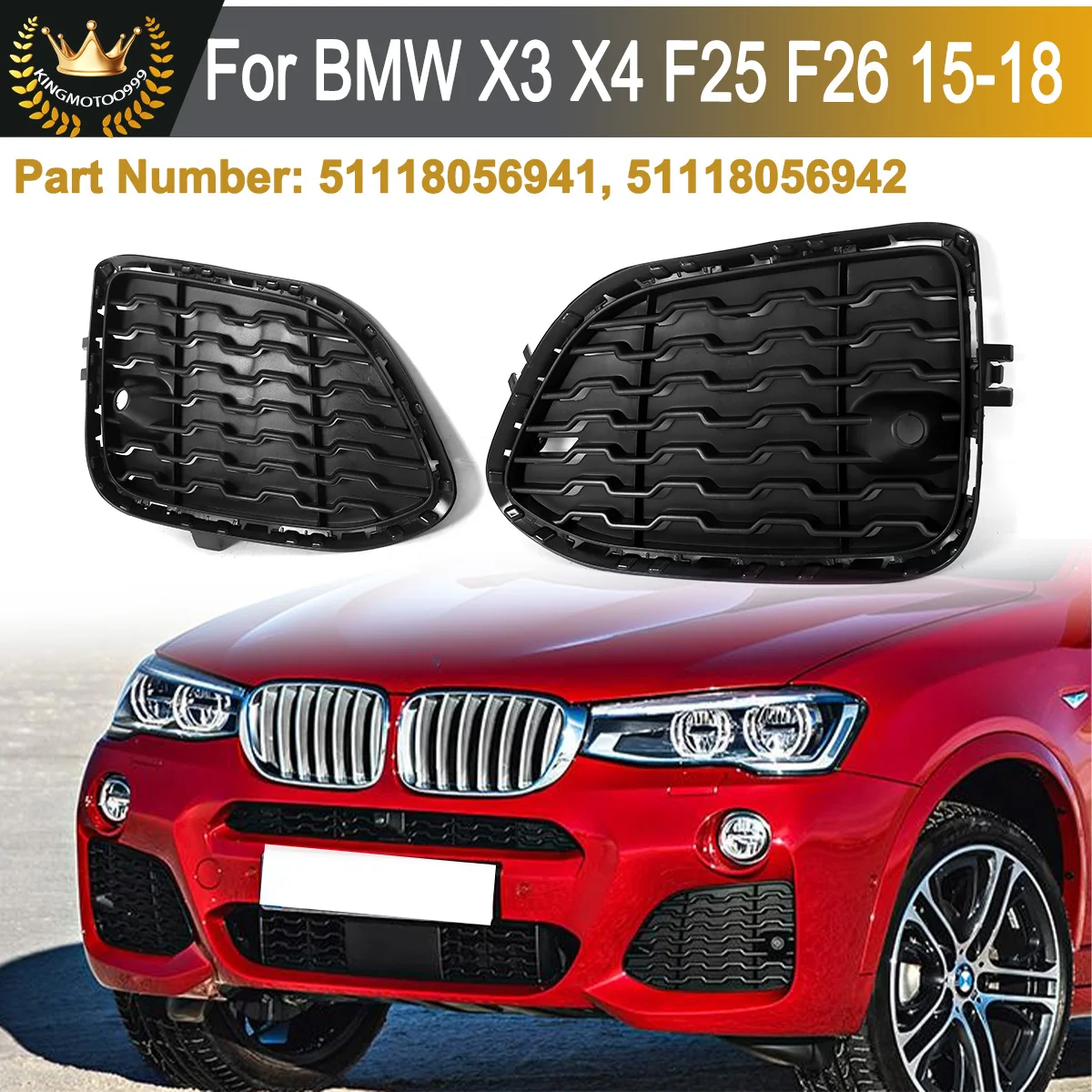 Bumper Closed M Grille for BMW X3 X4 F25 F26 Front Bumper Fog Lamp Grille Honeycomb Mesh Fog Light Grill 51118056941,51118056942
Bumper Closed M Grille for BMW X3 X4 F25 F26 Front Bumper Fog Lamp Grille Honeycomb Mesh Fog Light Grill 51118056941,51118056942