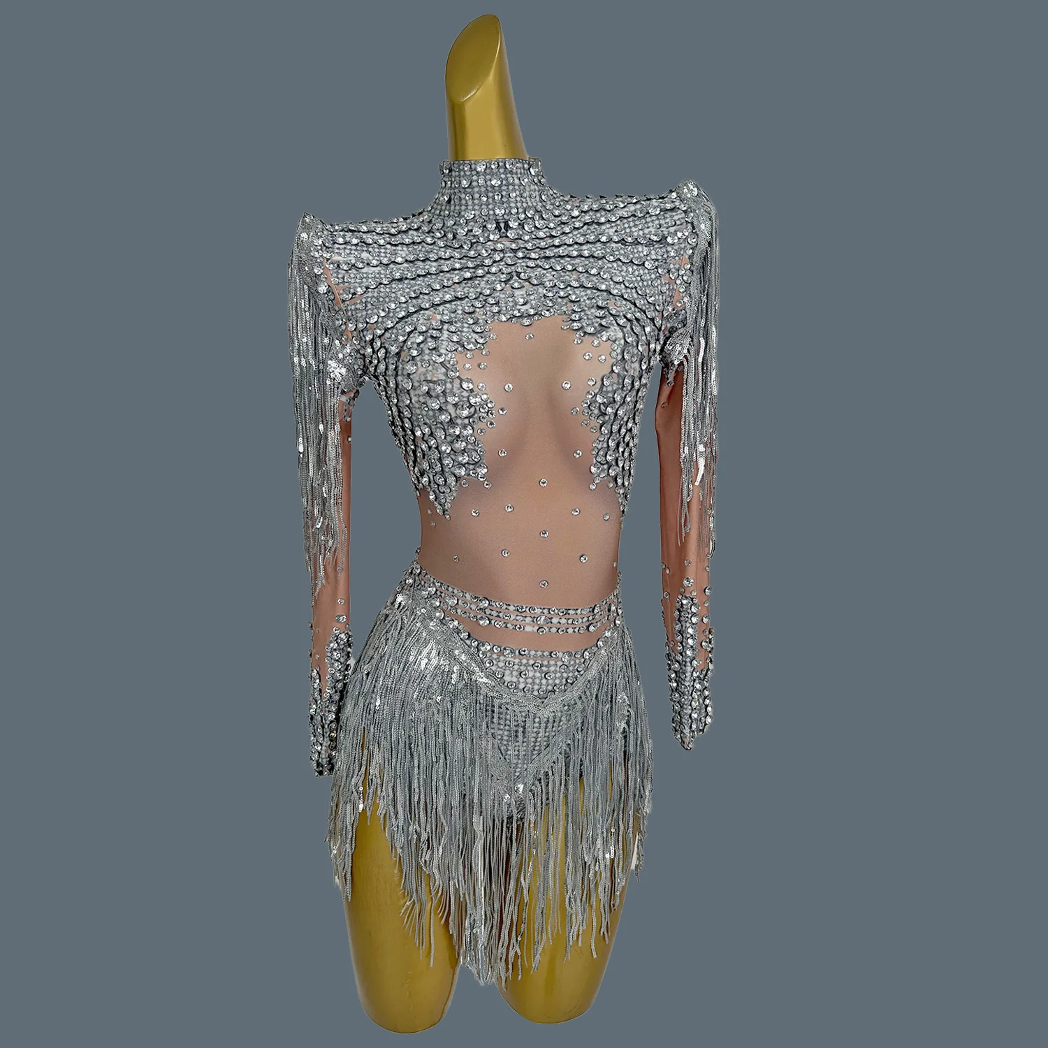 Sparkly Crystals Sequins Tassel Elastic Bodysuit Sexy Women Club Dance Costume Festival Night Party Showgirl Bodysuit Xinniang
Sparkly Crystals Sequins Tassel Elastic Bodysuit Sexy Women Club Dance Costume Festival Night Party Showgirl Bodysuit Xinniang
