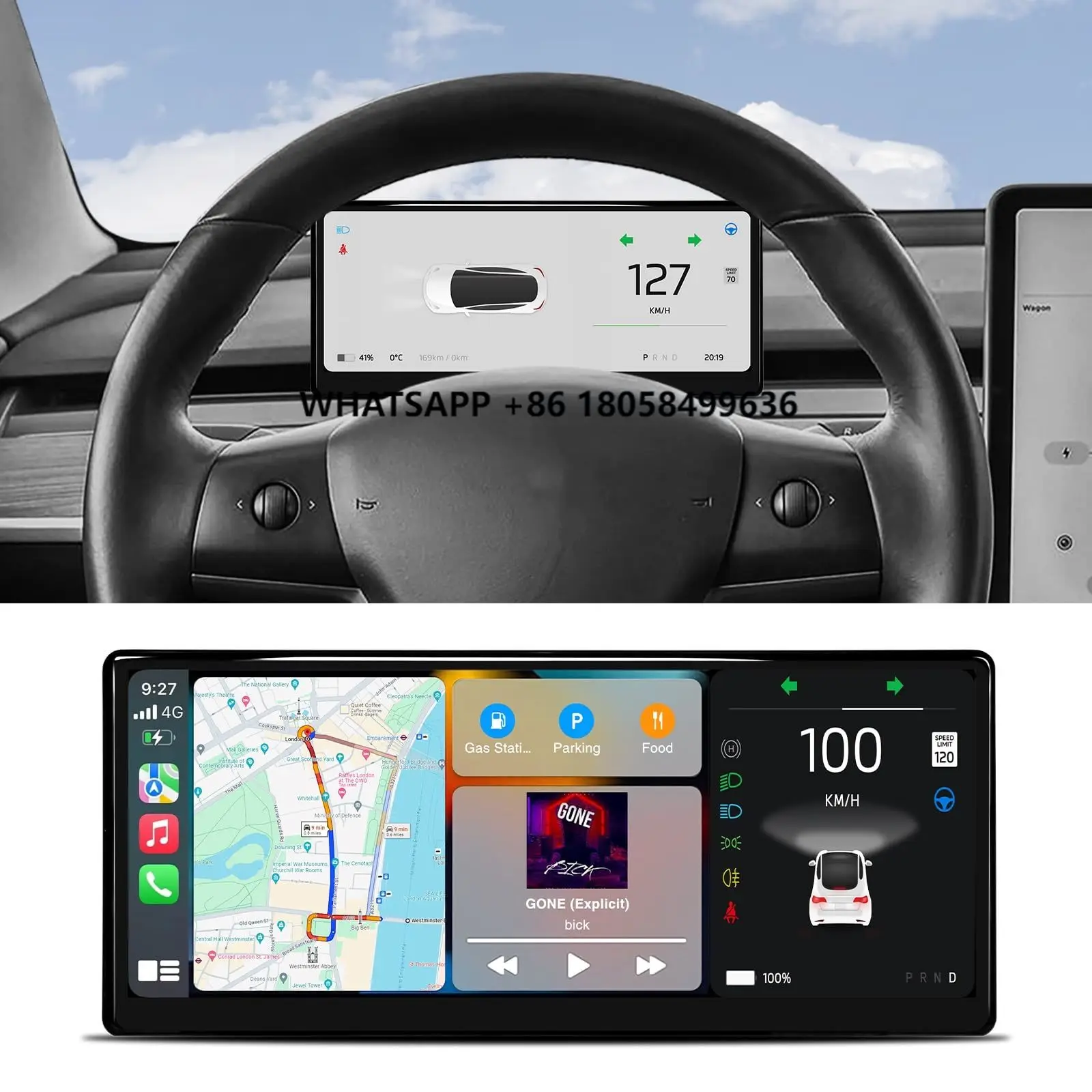9 in Wireless/Wired Carplay Android Auto Bluetooth Head Up Dashboard Display for Model Y 2019-2024 & Model 3 2017-2023
9 in Wireless/Wired Carplay Android Auto Bluetooth Head Up Dashboard Display for Model Y 2019-2024 & Model 3 2017-2023