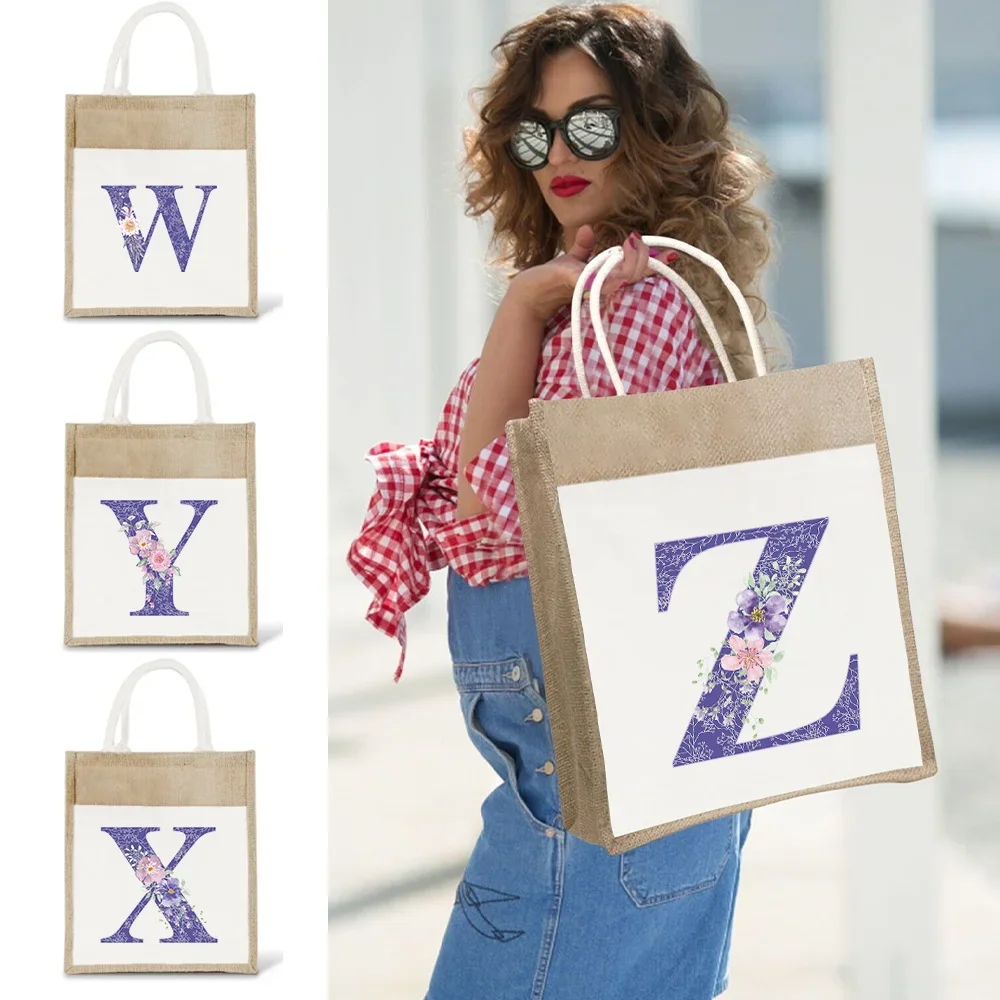 Tote Bag Vintage Jute Shopping Bag Portable Beach Shoulder Bags Purple Flower Series Casual Large Capacity Handbag Printing
Tote Bag Vintage Jute Shopping Bag Portable Beach Shoulder Bags Purple Flower Series Casual Large Capacity Handbag Printing