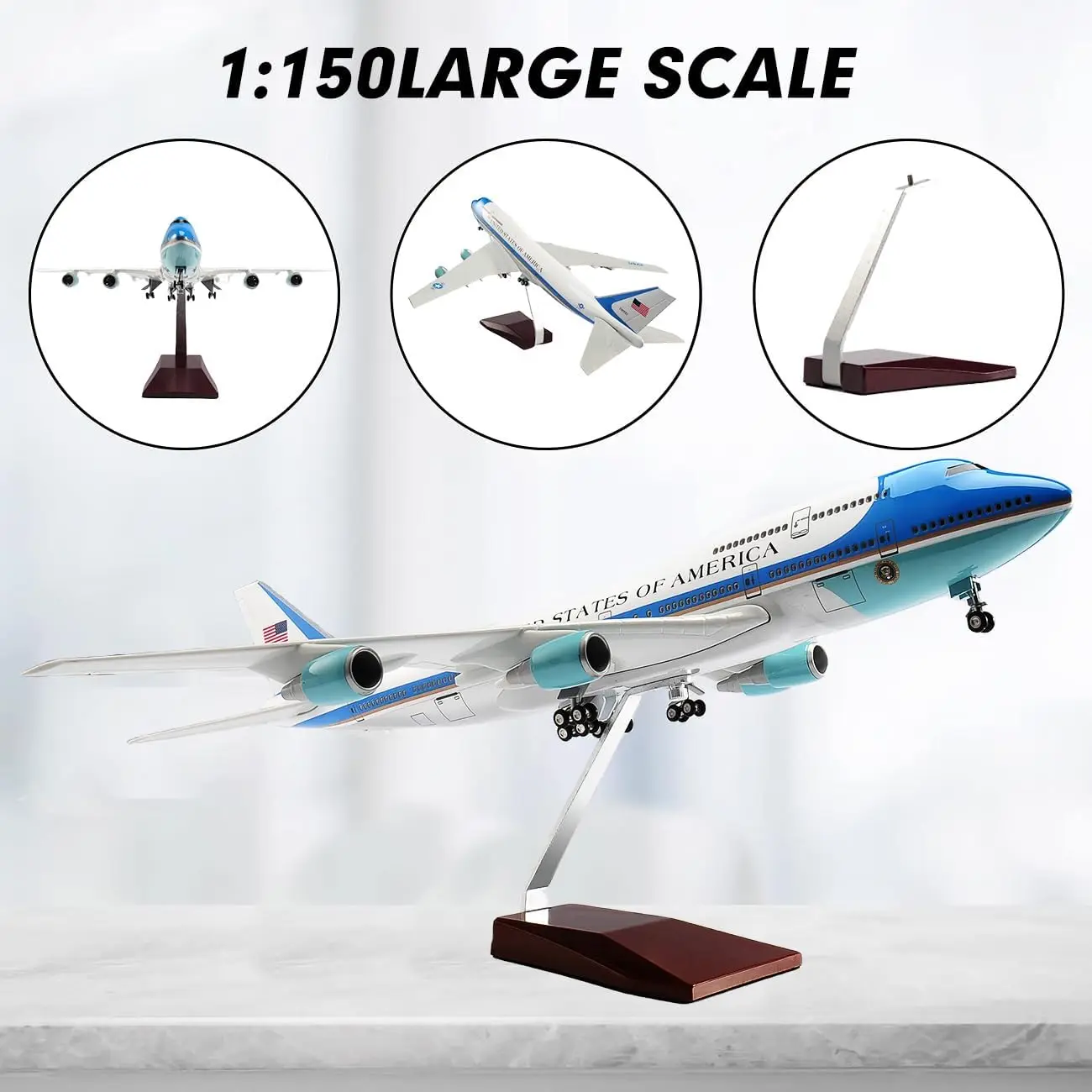1/150 Scale Airplanes Air Force One B747 Model Plane Airlines with Landing Gear Wheels Light(Touch or Sound Control)
1/150 Scale Airplanes Air Force One B747 Model Plane Airlines with Landing Gear Wheels Light(Touch or Sound Control)