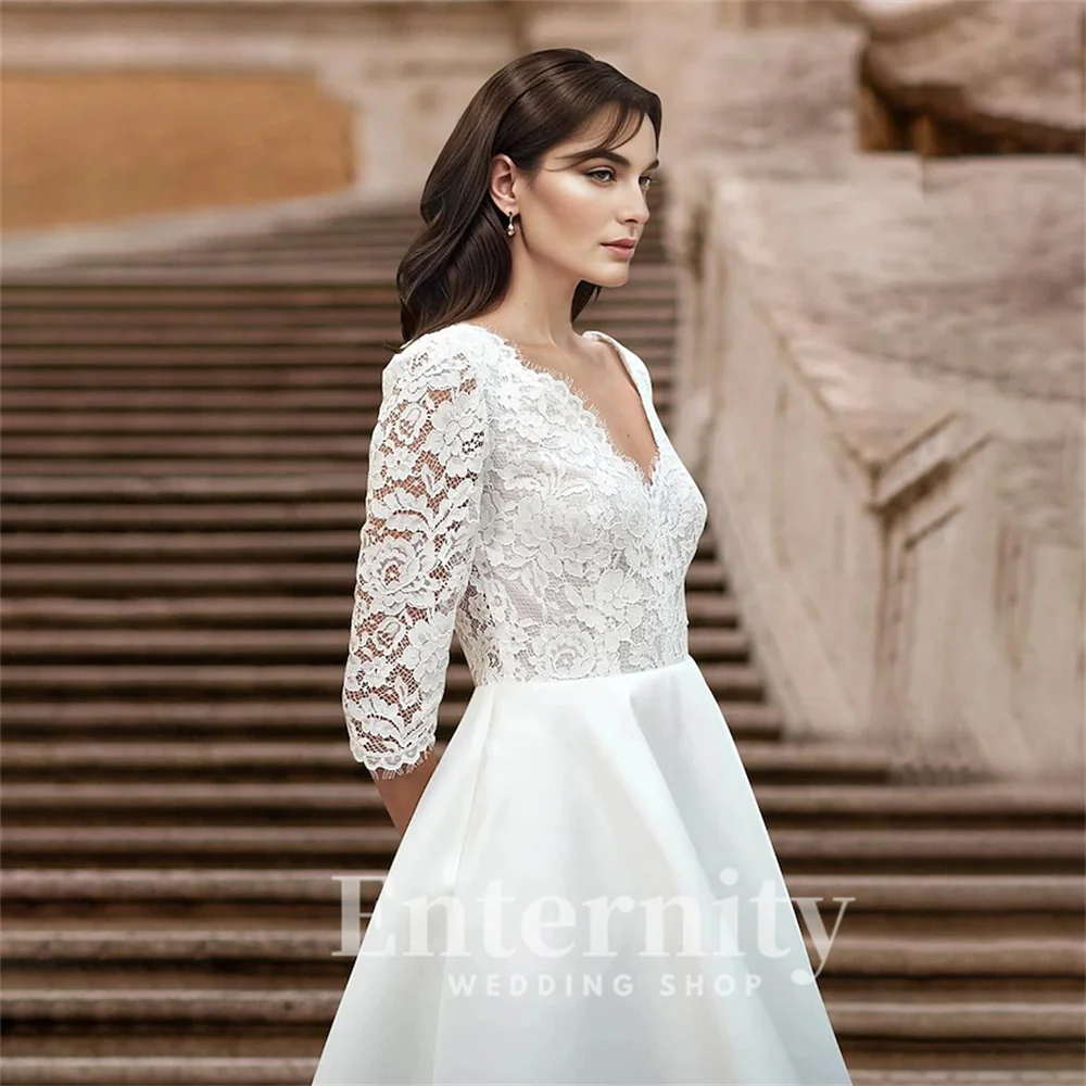 Engagement A-line Bride Dresses V Neck Half Sleeves Wedding Dress Knee Length Lace Wedding Dresses for Woman Vestidos Dresses
Engagement A-line Bride Dresses V Neck Half Sleeves Wedding Dress Knee Length Lace Wedding Dresses for Woman Vestidos Dresses