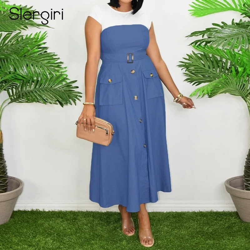 Slergiri Women's Vintage Denim Splicing Belted A-Line Dress 2025 Summer O-Neck Button Front Casual Pocket Long Dresses Female
Slergiri Women's Vintage Denim Splicing Belted A-Line Dress 2025 Summer O-Neck Button Front Casual Pocket Long Dresses Female