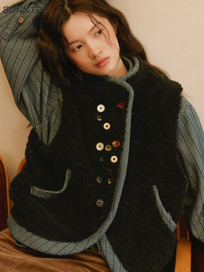 Vests for Women Retro Casual Lambswool Furry Korean Fashion Winter All-match Daily Double-sided Outwear Soft Loose Fit Clothing
Vests for Women Retro Casual Lambswool Furry Korean Fashion Winter All-match Daily Double-sided Outwear Soft Loose Fit Clothing