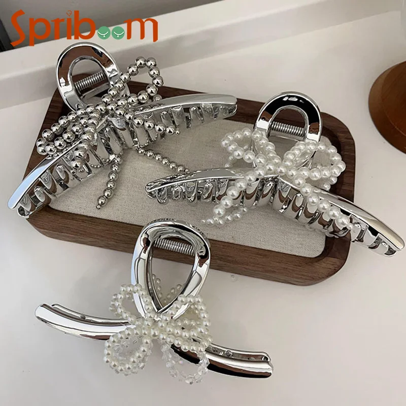 Silver Color Pearl Bow Hair Clips Large Shark Clip 2024 New Fashion Hair Accessories Female Hairpin Girls Headdress
Silver Color Pearl Bow Hair Clips Large Shark Clip 2024 New Fashion Hair Accessories Female Hairpin Girls Headdress