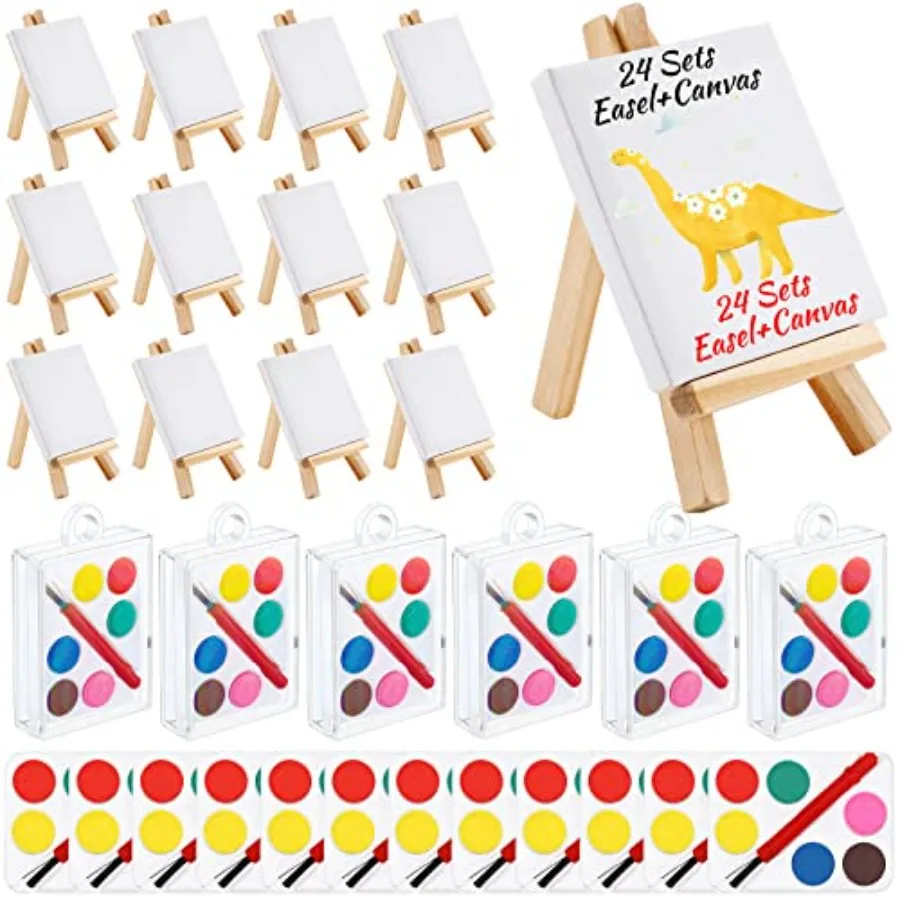 24 Sets Mini Paint Canvas Kit Mini Acrylic Art Party Favor Watercolor Painting Set with Panel Wood Easel Small Art Strips Palet
24 Sets Mini Paint Canvas Kit Mini Acrylic Art Party Favor Watercolor Painting Set with Panel Wood Easel Small Art Strips Palet