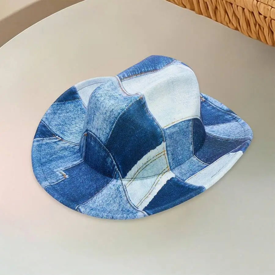 Women Denim Patchwork Wide Brim Western Hat For Party Wedding Daily Wear
Women Denim Patchwork Wide Brim Western Hat For Party Wedding Daily Wear