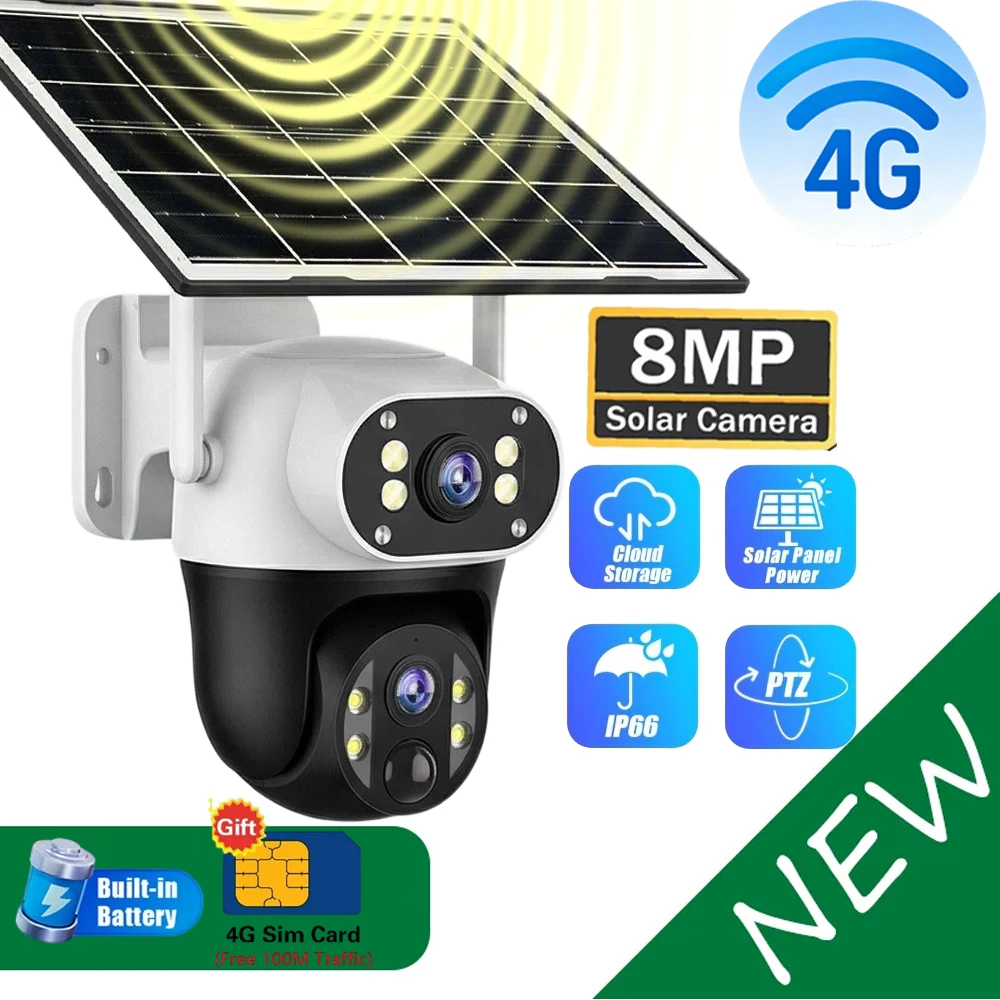 Solar Camera 4G Outdoor 2 Lens 3 Screen PIR Human Detect 10X Zoom Cameras IP66 Waterproof Night Vision CCTV Security Protection
Solar Camera 4G Outdoor 2 Lens 3 Screen PIR Human Detect 10X Zoom Cameras IP66 Waterproof Night Vision CCTV Security Protection