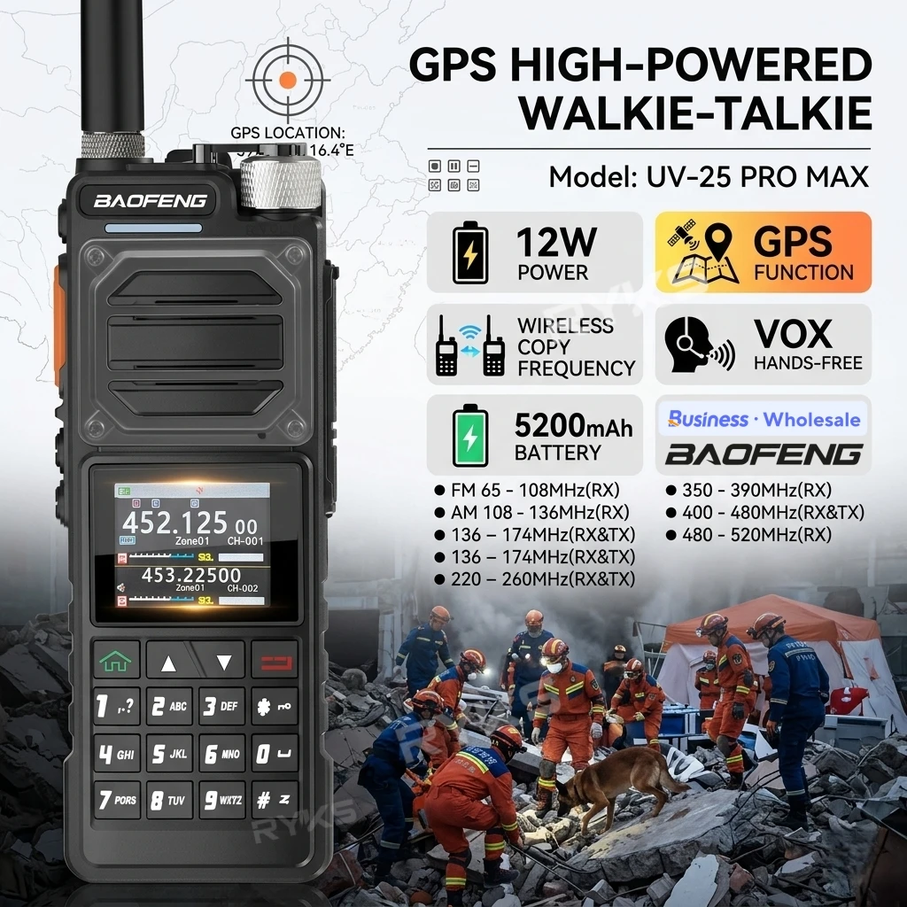 BAOFENG UV-25 Walkie Talkie UV25 Tri-Band Wireless Frequency NOAA Type-C Charger AM Long Range Ham Portable Two Way Radio
BAOFENG UV-25 Walkie Talkie UV25 Tri-Band Wireless Frequency NOAA Type-C Charger AM Long Range Ham Portable Two Way Radio