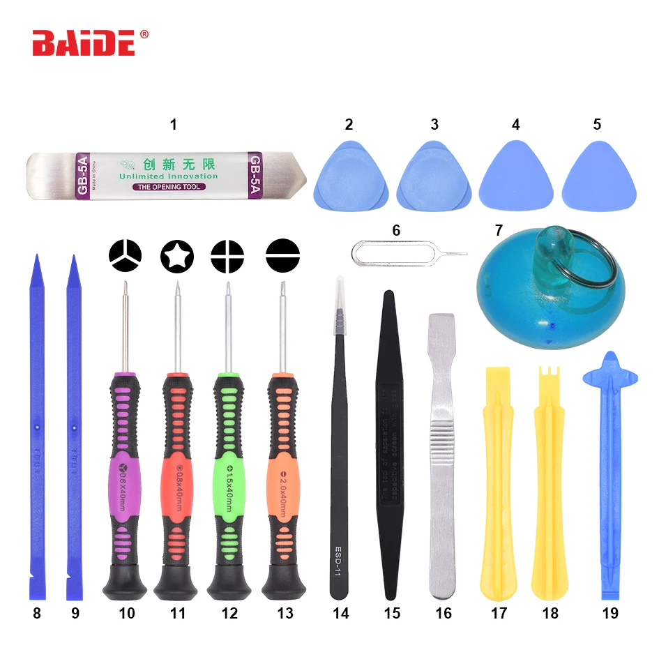 50sets/lot New Combination With 0.6Y 0.8 Pentalobe Screwdriver 19 Piece Set DIY Open Tool Kit Pry Repair Tools for iPhone 7 8 X
50sets/lot New Combination With 0.6Y 0.8 Pentalobe Screwdriver 19 Piece Set DIY Open Tool Kit Pry Repair Tools for iPhone 7 8 X