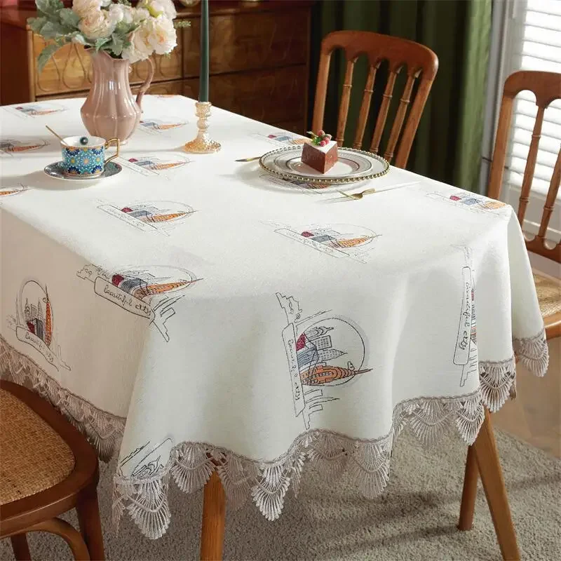 Tablecloth Oval 200cm Castle Jacquard Cream White Table Cloth with Lace Simple Europe Style Luxury Table Cover Soft Cloth Daily
Tablecloth Oval 200cm Castle Jacquard Cream White Table Cloth with Lace Simple Europe Style Luxury Table Cover Soft Cloth Daily