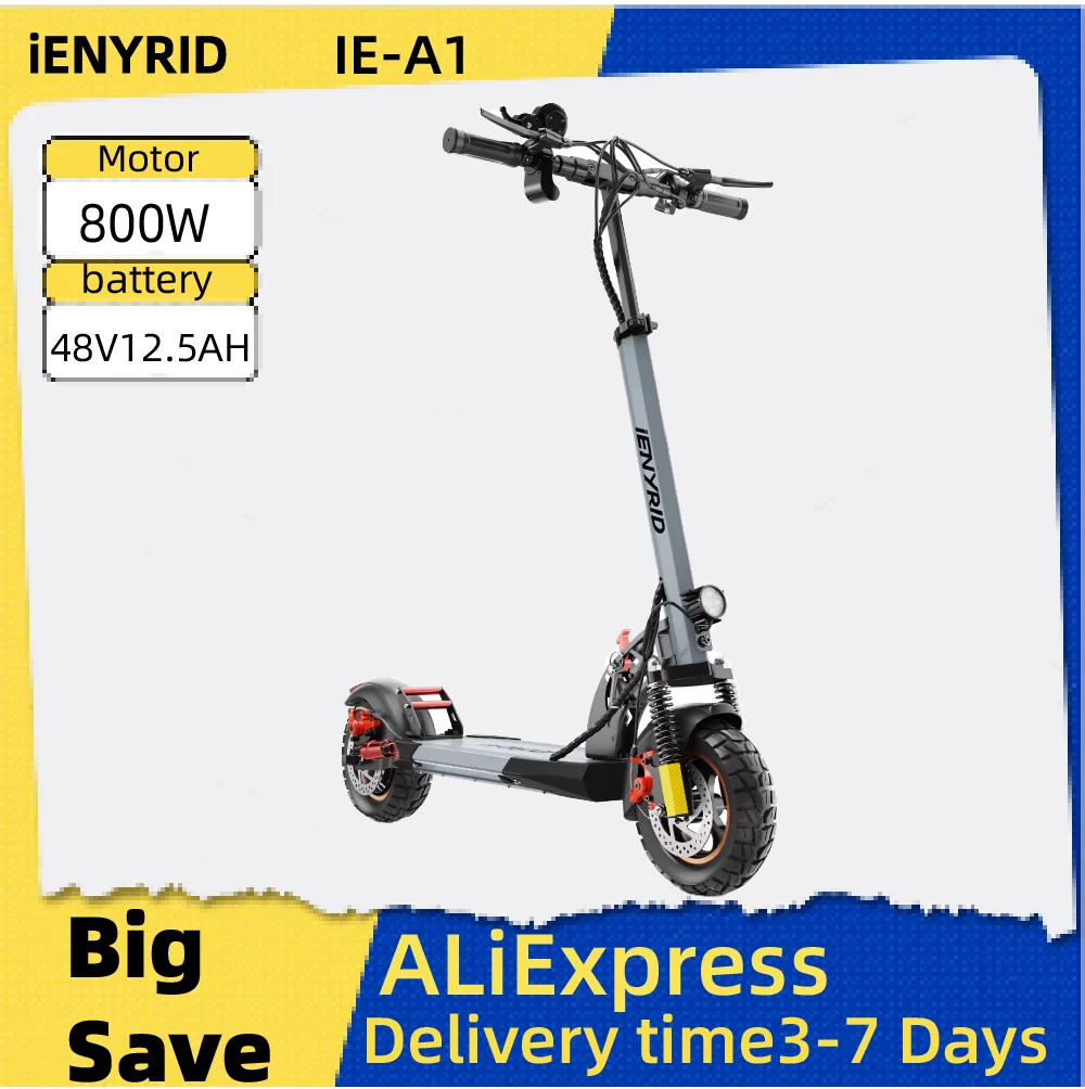 iENYRID IE-A1 Adult Foldable Escooter 48V12.5AH Battery 10 Inch Fat Tire E-Mountain Scooter 800W Electric Scooter
iENYRID IE-A1 Adult Foldable Escooter 48V12.5AH Battery 10 Inch Fat Tire E-Mountain Scooter 800W Electric Scooter