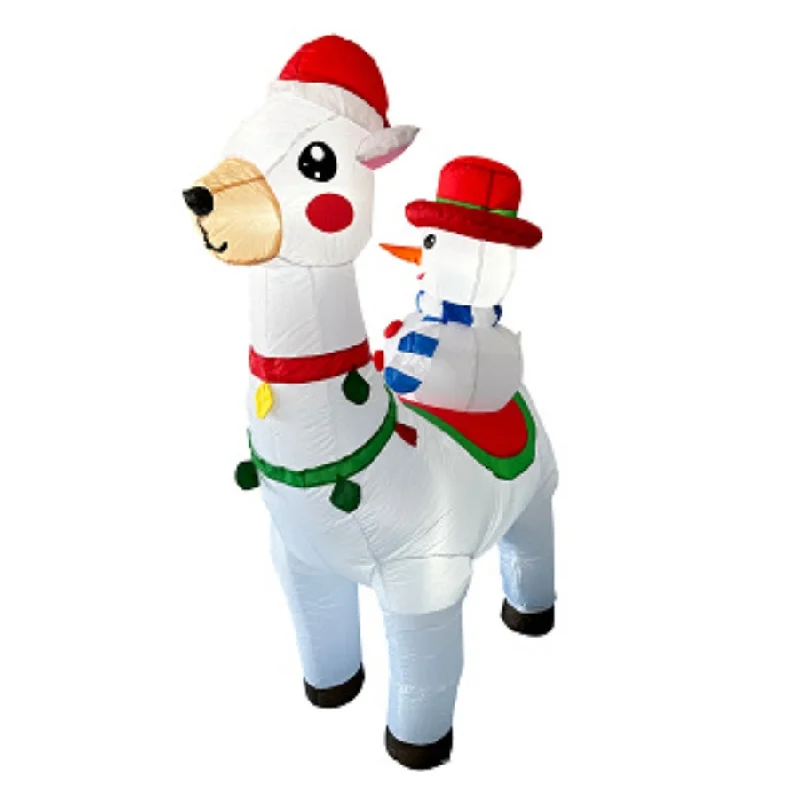 1,8 м Рождественский светодиодный надувной снеговик для верховой езды из альпаки, уличное украшение двора для рождественской вечеринки
1,8 м Рождественский светодиодный надувной снеговик для верховой езды из альпаки, уличное украшение двора для рождественской вечеринки