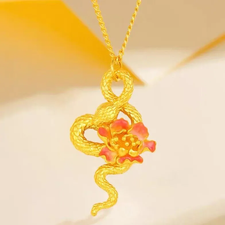 24K Gold Snake Flower Pendant Necklace, AU999 - Exude Ancient Feminine Elegance on Your Collarbone
24K Gold Snake Flower Pendant Necklace, AU999 - Exude Ancient Feminine Elegance on Your Collarbone