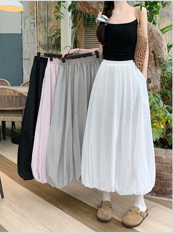 Solid Color Casual Long Skirt For Women 2024 Summer Fashion Women's Bubble Skirt Female Korean High Waist Elastic A-Line Skirt
Solid Color Casual Long Skirt For Women 2024 Summer Fashion Women's Bubble Skirt Female Korean High Waist Elastic A-Line Skirt