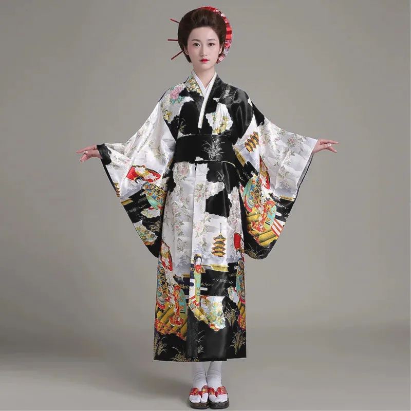 Black Vintage Japanese Ladies Kimono Bath Gown Women's Faux Silk Yukata With Obi Performance Dance Dress Cosplay Clothing d'4o
Black Vintage Japanese Ladies Kimono Bath Gown Women's Faux Silk Yukata With Obi Performance Dance Dress Cosplay Clothing d'4o