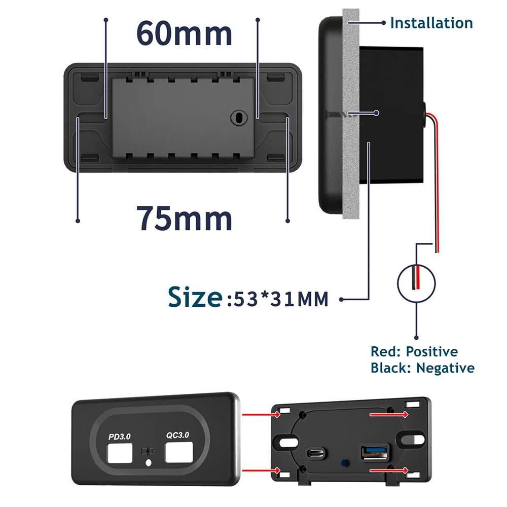 Автомобильное зарядное устройство с двумя USB-портами, универсальная панель для быстрой зарядки QC3.0 + PD3.0, автомобильные зарядные устройства, аксессуары
Автомобильное зарядное устройство с двумя USB-портами, универсальная панель для быстрой зарядки QC3.0 + PD3.0, автомобильные зарядные устройства, аксессуары