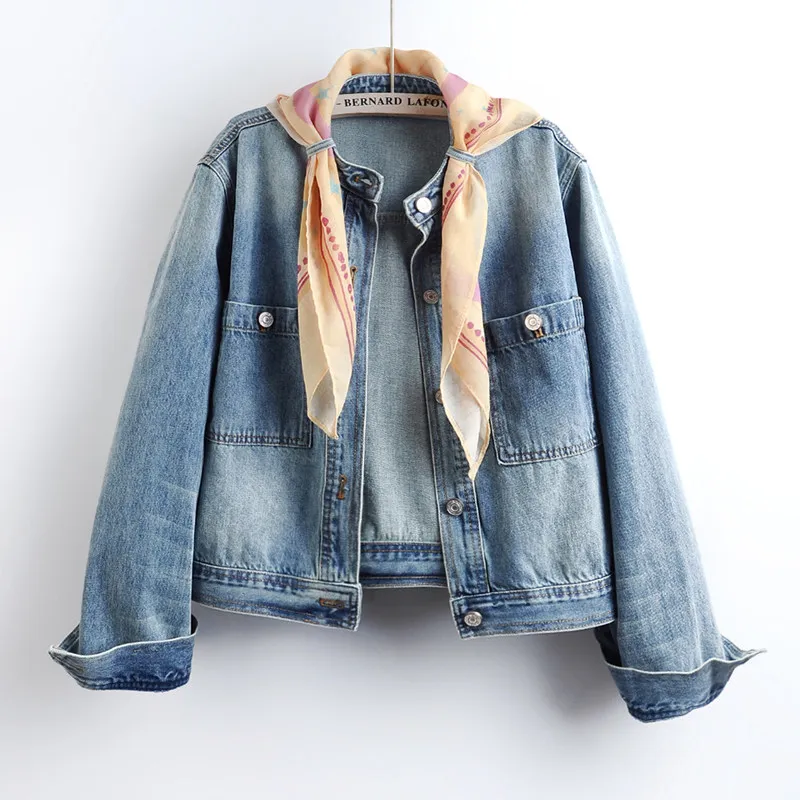 Autumn Women Vintage Round Neck Light Blue Short Denim Jacket Casual Single-Breasted Long Sleeve Jeans Jackets Jaquetas Feminina
Autumn Women Vintage Round Neck Light Blue Short Denim Jacket Casual Single-Breasted Long Sleeve Jeans Jackets Jaquetas Feminina