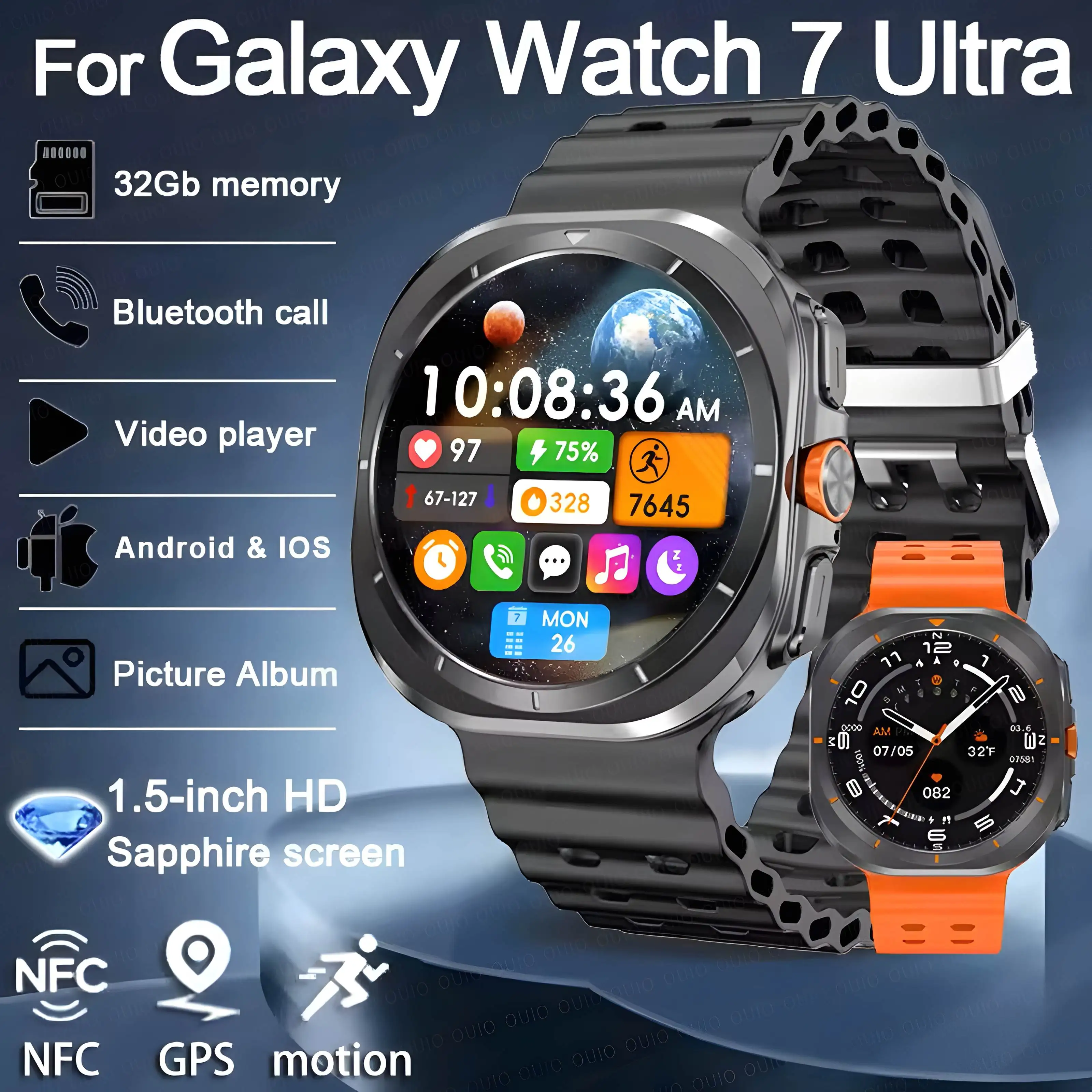 For Samsung New Smart Watch 7 Ultra Men 32G Memory 1.46inch Sapphire AMOLED NFC Bluetooth Call GPS Track Women Smart Watch 2025
For Samsung New Smart Watch 7 Ultra Men 32G Memory 1.46inch Sapphire AMOLED NFC Bluetooth Call GPS Track Women Smart Watch 2025