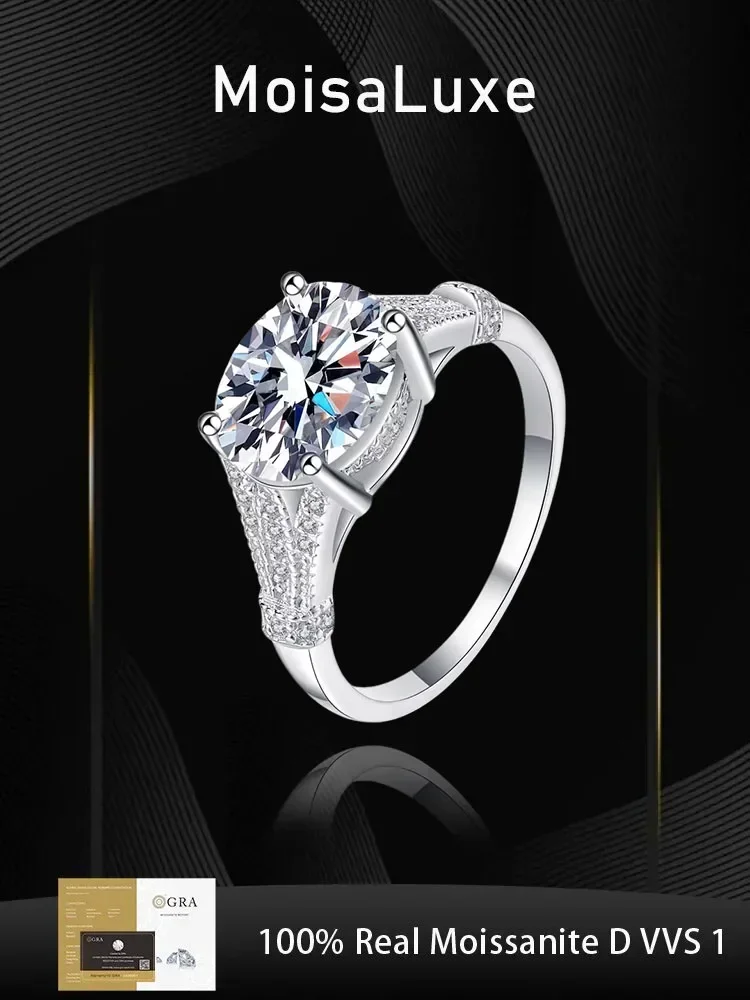 Кольцо из стерлингового серебра 925 пробы с муассанитом 3CT VVS1 D-цвет, женская мода, роскошное свадебное темпераментное ювелирное изделие с сертификатом 
Кольцо из стерлингового серебра 925 пробы с муассанитом 3CT VVS1 D-цвет, женская мода, роскошное свадебное темпераментное ювелирное изделие с сертификатом
