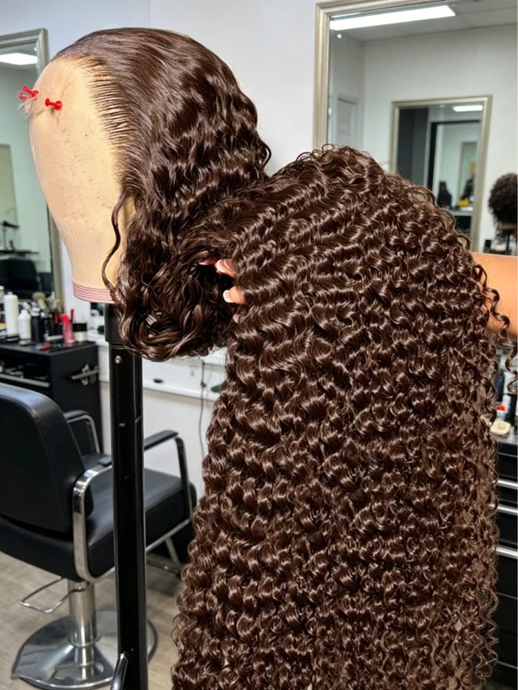 High 250% Density Pre Plucked Chocolate Brown Deep Water Wave Curly Human Hair Wig 13x6 Lace Frontal Natural Brown Colored Wig
High 250% Density Pre Plucked Chocolate Brown Deep Water Wave Curly Human Hair Wig 13x6 Lace Frontal Natural Brown Colored Wig