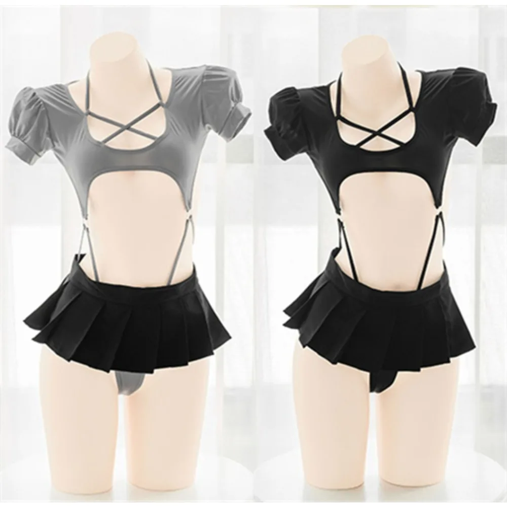 Anime Student Puff Sleeve Black One-piece Swimsuit Cross Straps Bodysuit Mini Pleated Skirt Swimwear Uniform Pool Party Cosplay
Anime Student Puff Sleeve Black One-piece Swimsuit Cross Straps Bodysuit Mini Pleated Skirt Swimwear Uniform Pool Party Cosplay