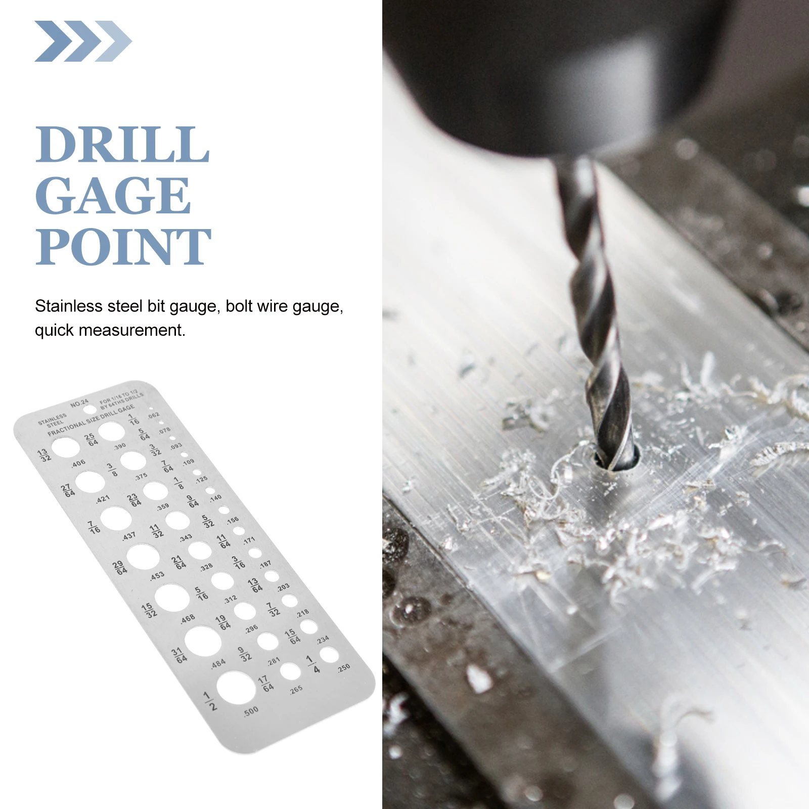 Stainless Steel Drill Diameter Gauge Caliper Tools Measure Point 16 to 1 2 to 1 64 Clearly Marked Fractions Wear 
Stainless Steel Drill Diameter Gauge Caliper Tools Measure Point 16 to 1 2 to 1 64 Clearly Marked Fractions Wear