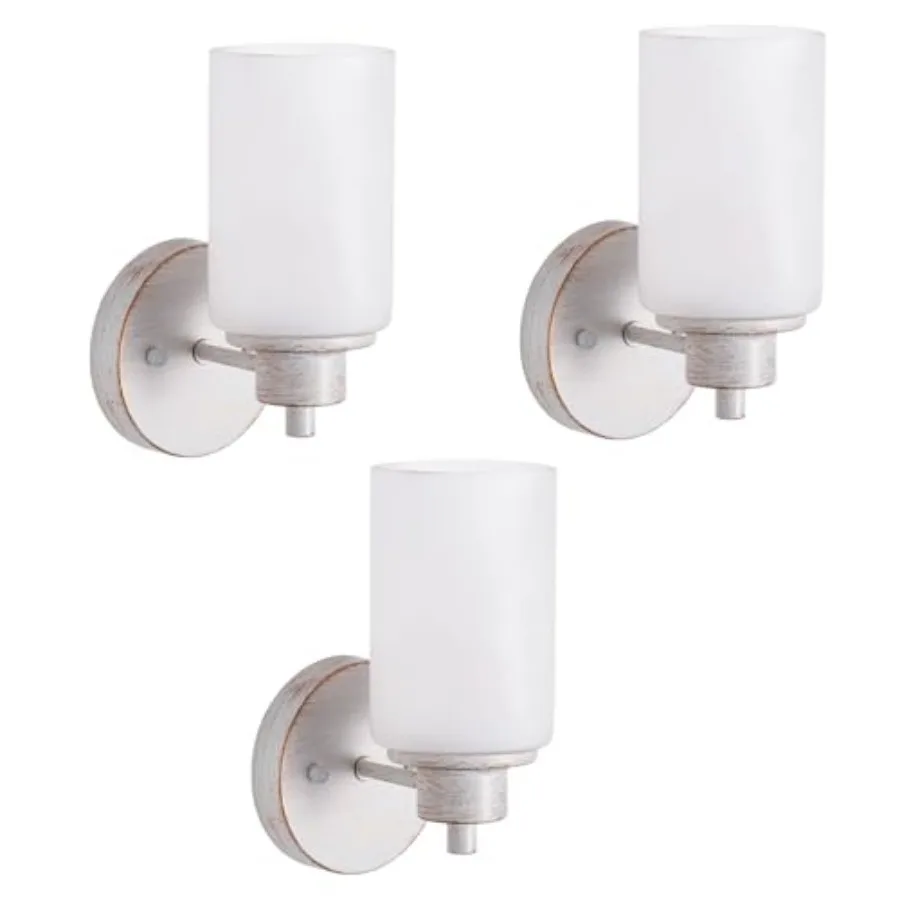 3 Pack Indoor Wall Sconces Lighting Wall Mounted Bath Vanity Light Fixtures with Frosted Glass Shade and Color Bathroom Wall Li
3 Pack Indoor Wall Sconces Lighting Wall Mounted Bath Vanity Light Fixtures with Frosted Glass Shade and Color Bathroom Wall Li