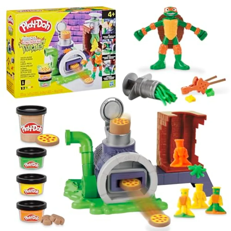 Play-Doh Slice and Blast Pizza Playset, Bendy 4 Inch Mikey Action Figure, Arts and Crafts, Toys for Boys and Girls 4+
Play-Doh Slice and Blast Pizza Playset, Bendy 4 Inch Mikey Action Figure, Arts and Crafts, Toys for Boys and Girls 4+