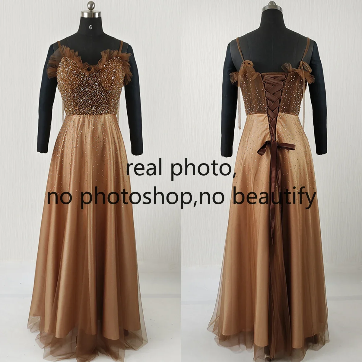 Customized Real PHoto Evening Dress Brown Beads Sgaphetti Straps A-line Floor Length Plus size Women Party Formal Gown K356G1
Customized Real PHoto Evening Dress Brown Beads Sgaphetti Straps A-line Floor Length Plus size Women Party Formal Gown K356G1