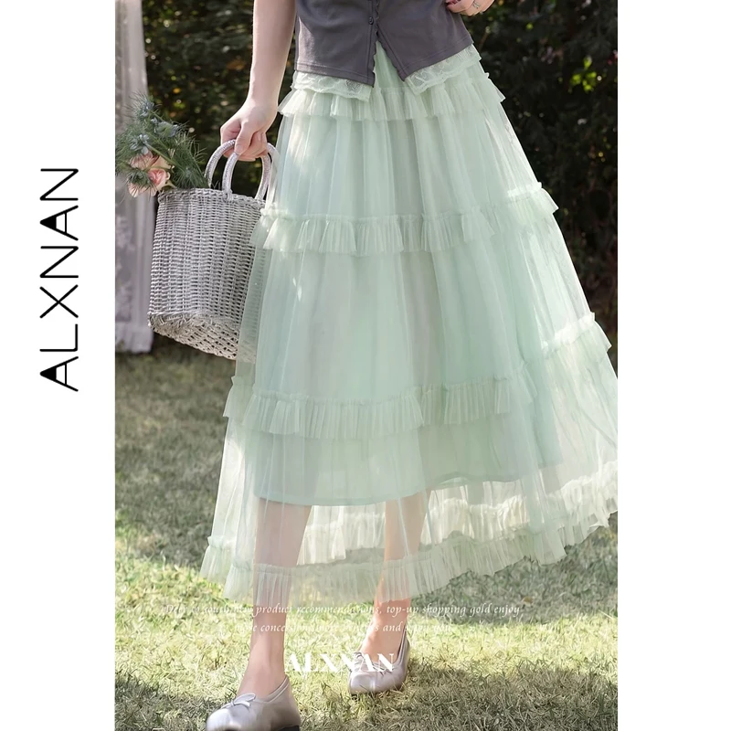 ALXNAN Green Layered Long Skirt Women Summer French Vintage Lace A-line Midi Skirt 2026 Elegant Casual Female Skirts L638110
ALXNAN Green Layered Long Skirt Women Summer French Vintage Lace A-line Midi Skirt 2026 Elegant Casual Female Skirts L638110