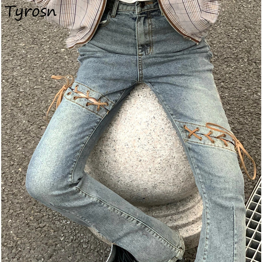 Women Jeans Bandage Streetwear Side Slit Flare Trousers Denim Chic Harajuku Vintage Slender High Street Hot Girls Y2k New Ins
Women Jeans Bandage Streetwear Side Slit Flare Trousers Denim Chic Harajuku Vintage Slender High Street Hot Girls Y2k New Ins