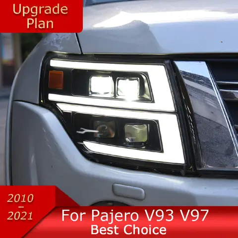 Luzes do carro para pajero v93 v97 montero 2009-2021 led conjunto de farol automático atualização projetor 4 lente lhd rhd ferramenta acessórios
