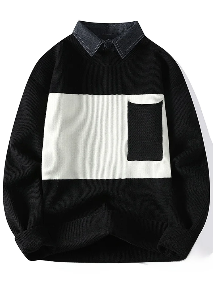 Men's Faux Two-Piece Knitwear Winter Thiened Fce Collar irt Base Layer Sweater Casual Comfortable Long Sve round Ne
Men's Faux Two-Piece Knitwear Winter Thiened Fce Collar irt Base Layer Sweater Casual Comfortable Long Sve round Ne