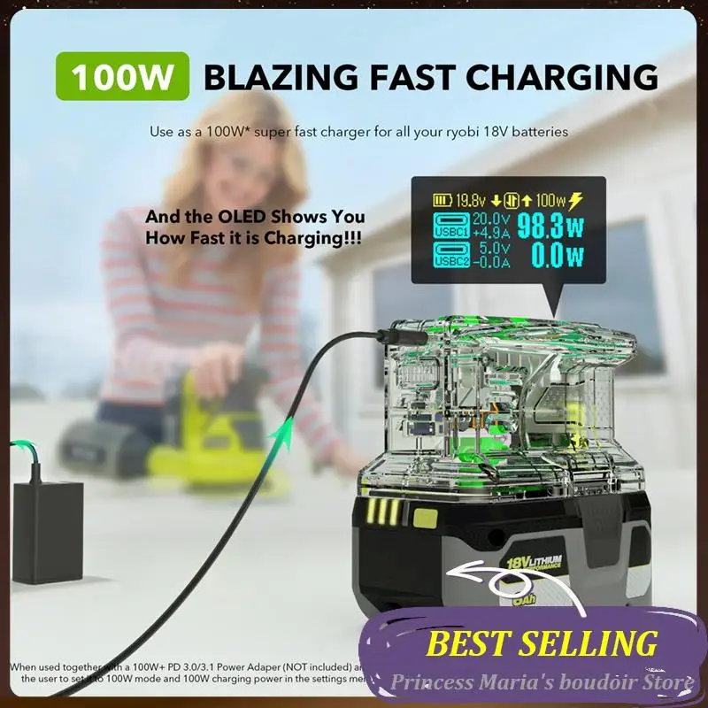 AB30-Fast Charger For RYOBI 18V ONE+ Battery Recharger Lithium Battery 100W Fast Charge USB Port Two-Way Charger PSC
AB30-Fast Charger For RYOBI 18V ONE+ Battery Recharger Lithium Battery 100W Fast Charge USB Port Two-Way Charger PSC