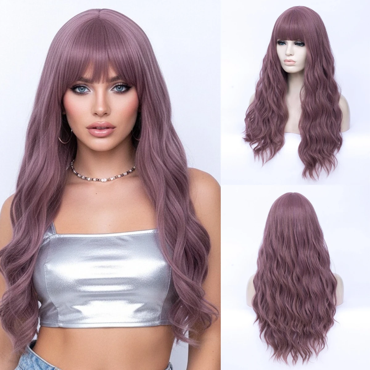 Synthetic Long Thin Rattan Purple Curly Wavy Wig with Bangs for Woman Themed Parties Gothic Lolita Styling Realistic Fake Hair
Synthetic Long Thin Rattan Purple Curly Wavy Wig with Bangs for Woman Themed Parties Gothic Lolita Styling Realistic Fake Hair