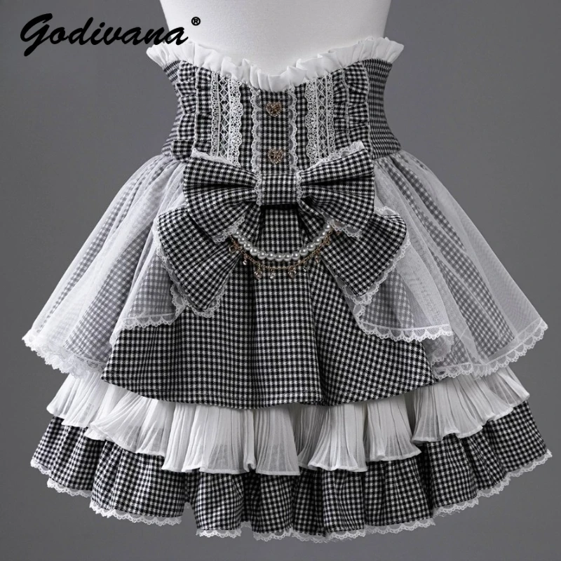 Милая женская юбка в стиле Лолиты в японском стиле с милым бантом и жемчужной цепочкой, юбка-тортик с высокой талией, сетчатая юбка с рюшами
Милая женская юбка в стиле Лолиты в японском стиле с милым бантом и жемчужной цепочкой, юбка-тортик с высокой талией, сетчатая юбка с рюшами