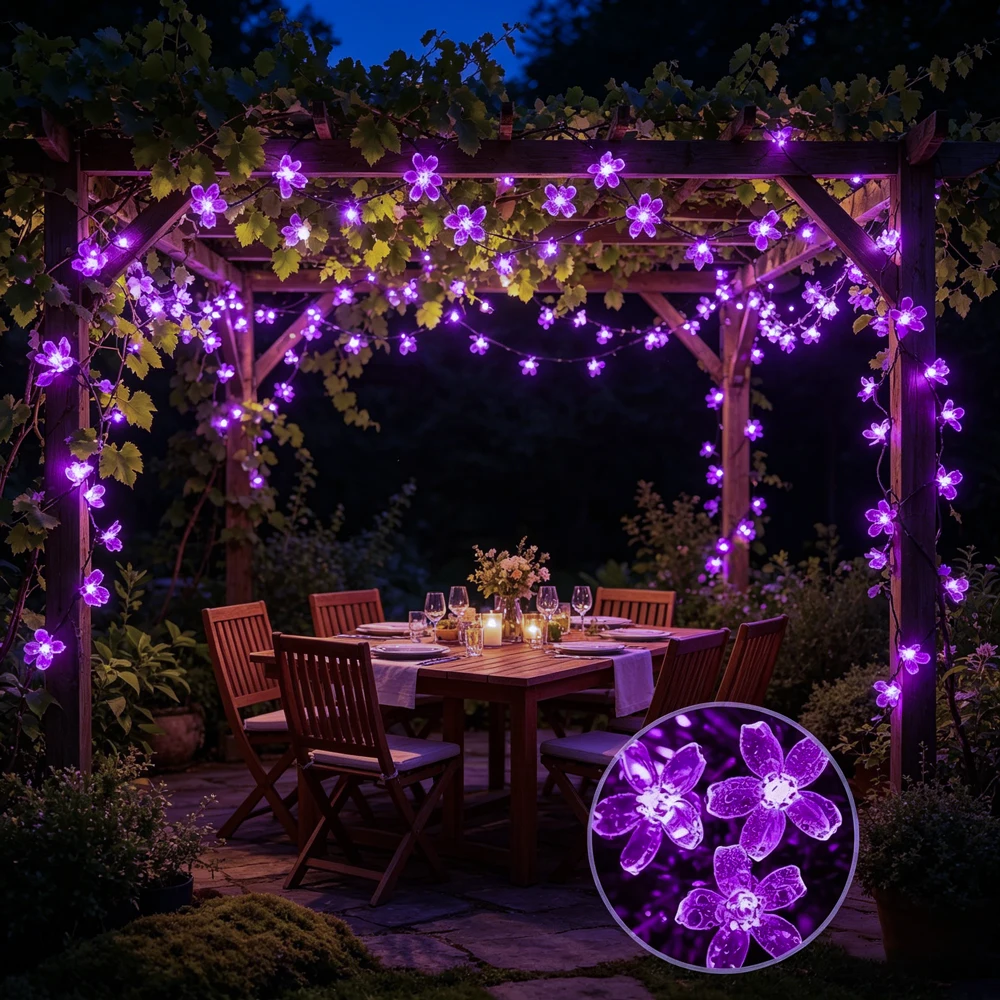Solar-Powered Cherry Blossom LED String Lights Outdoor Flower Decor Fairy Lights for Garden Christmas Lawn Halloween Pathway
Solar-Powered Cherry Blossom LED String Lights Outdoor Flower Decor Fairy Lights for Garden Christmas Lawn Halloween Pathway