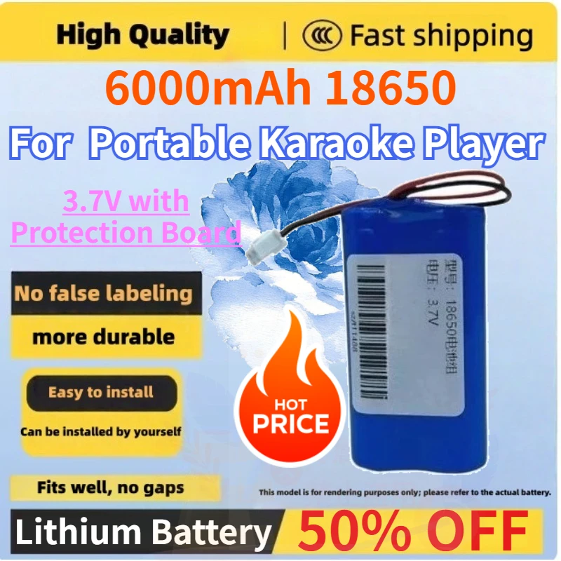 Upgrade 6000mAh 18650 Rechargeable Lithium Battery for 3.7V with Protection Board Portable Karaoke Player High-Capacity
Upgrade 6000mAh 18650 Rechargeable Lithium Battery for 3.7V with Protection Board Portable Karaoke Player High-Capacity