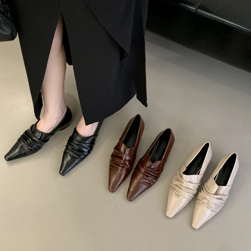 SUOJIALUN 2026 Spring New Women Flat Shoes Fashion Pleated Toe Slip On Boat Shoes Low Wedge Heel Ladies Elegant Dress Single Sh
SUOJIALUN 2026 Spring New Women Flat Shoes Fashion Pleated Toe Slip On Boat Shoes Low Wedge Heel Ladies Elegant Dress Single Sh