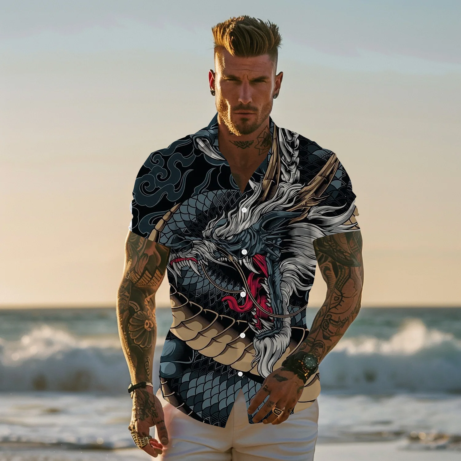 Men's Hawaiian Shirt 3D Anime Chinese Dragon Print Fashion Loose Casual Shirt High Quality Luxury Social Funny Men's Clothing
Men's Hawaiian Shirt 3D Anime Chinese Dragon Print Fashion Loose Casual Shirt High Quality Luxury Social Funny Men's Clothing