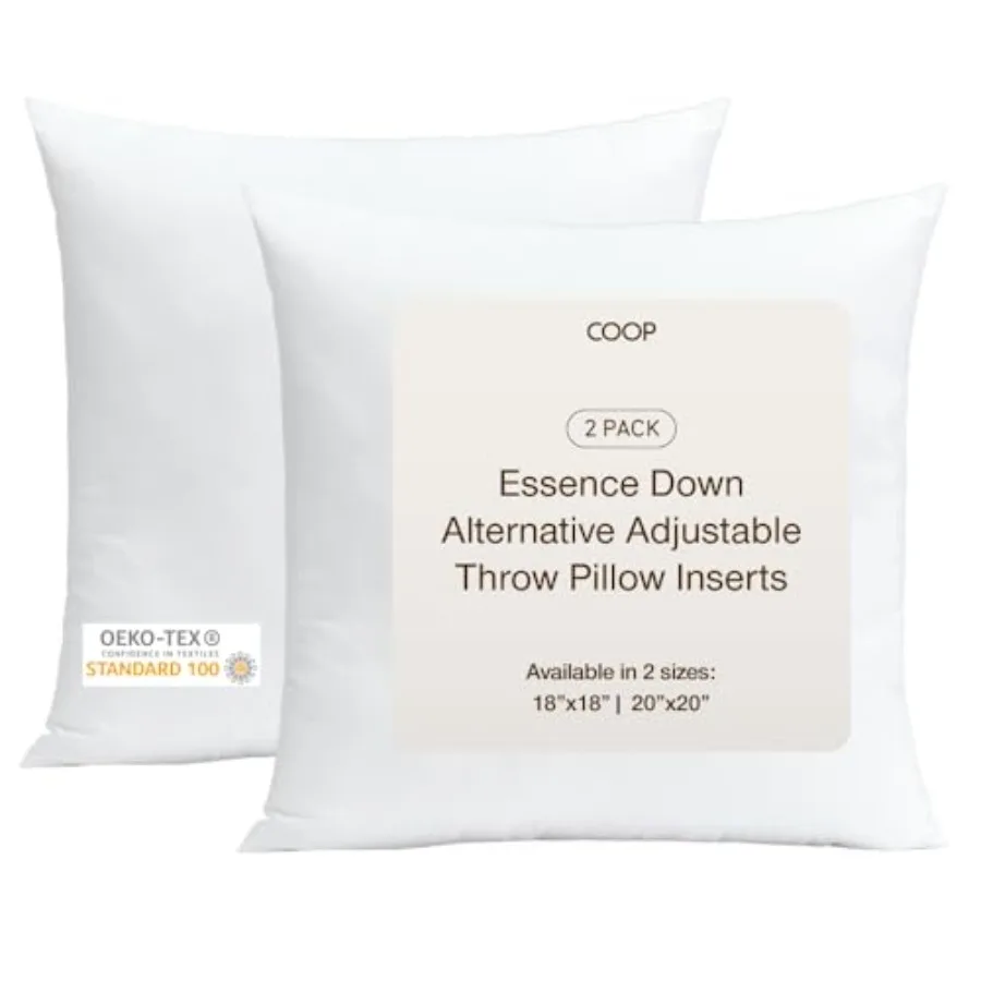 Essence Adjustable Throw Pillow Inserts, Set of 2, Adjustable Down Alternative Cushions for Couch, Bed, or Chair, Decorative Sq
Essence Adjustable Throw Pillow Inserts, Set of 2, Adjustable Down Alternative Cushions for Couch, Bed, or Chair, Decorative Sq